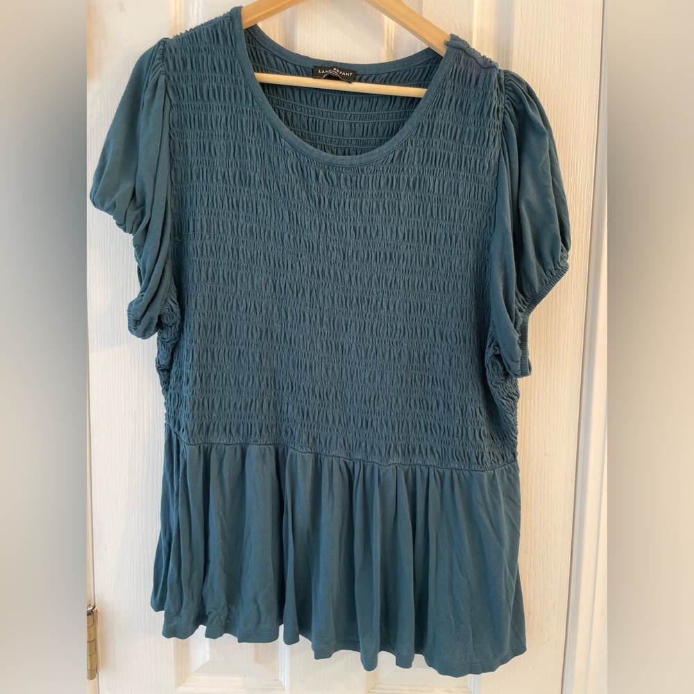 Lane Bryant Deep Teal Smocked Peplum